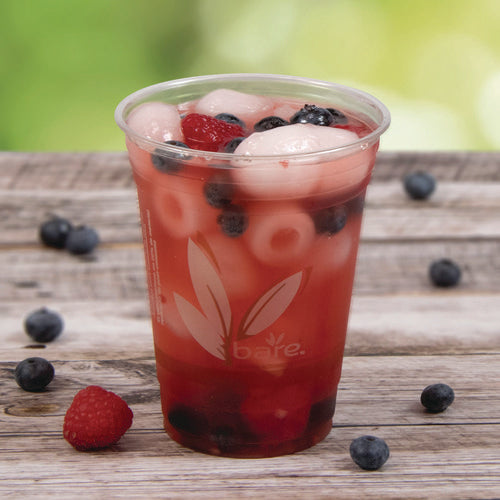 Image of Dart® Bare Eco-Forward RPET Cold Cups, 16 oz to 18 oz, Plastic, Leaf Design, Clear, 50/Pack, 20 Packs/Carton