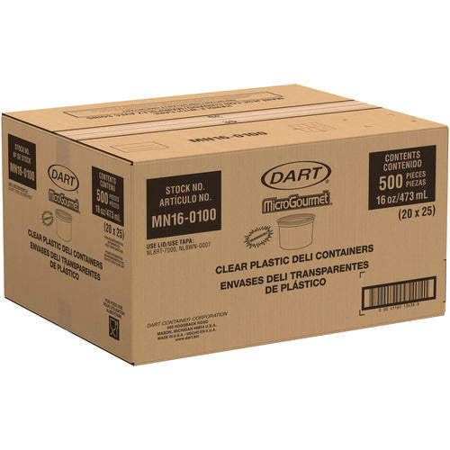 Image of Dart® MicroGourmet Food Container, 16 oz, Translucent, Plastic, 50/Pack, 10 Packs/Carton