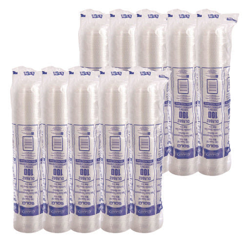 Image of SOLO® Dome-Top Cold Cup Lids, Fits 16 oz Cold Cups, Plastic, Clear, 1,000/Carton