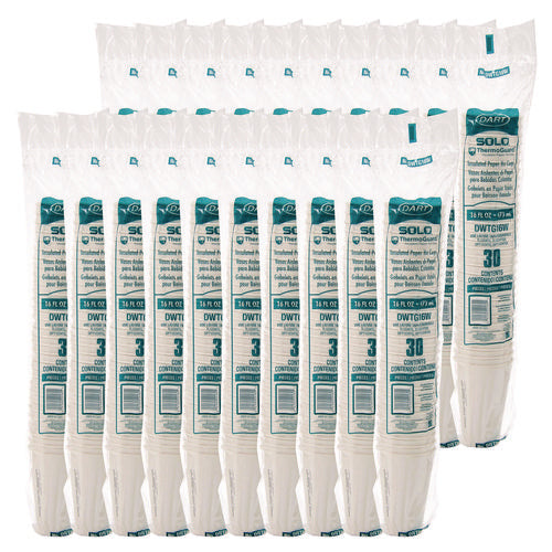 Image of SOLO® Thermoguard Insulated Paper Hot Cups, 16 oz, White Sustainable Forest Design, 30/Pack