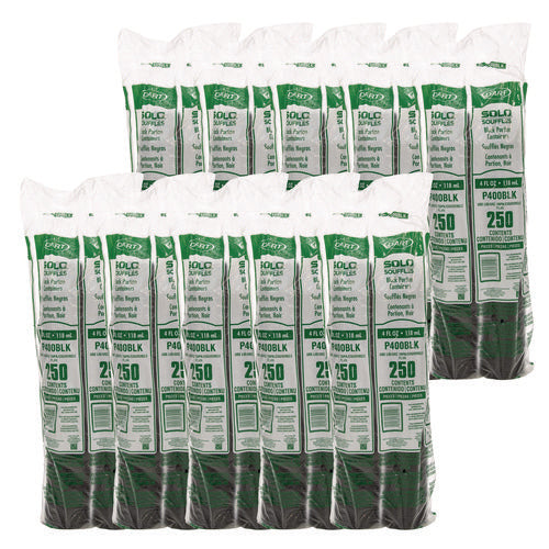 Image of Dart® Polystyrene Portion Cups, 4 oz, Plastic, Black, 250/Bag, 10 Bags/Carton