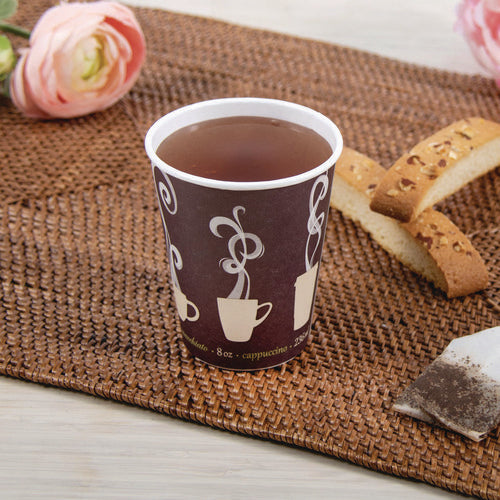 Image of SOLO® Thermoguard Insulated Paper Hot Cups, 8 oz, Steam Print Design, 1,000/Carton