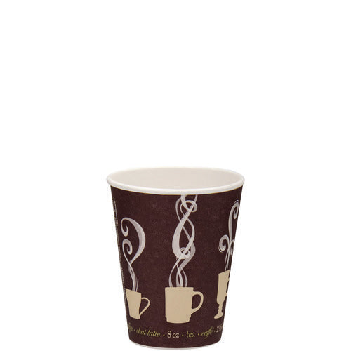Image of SOLO® Thermoguard Insulated Paper Hot Cups, 8 oz, Steam Print Design, 1,000/Carton