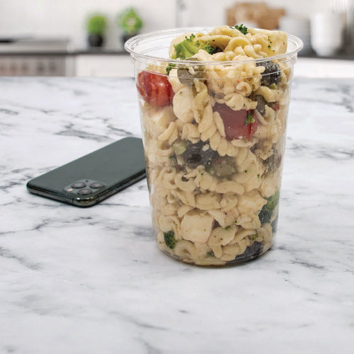 Image of Dart® Microgourmet Plastic Deli Container, 32 oz, 4.7" Diameter x 5.7" h, Clear, 500/Carton