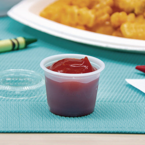 Image of Dart® Polystyrene Portion Cups, 1 oz, Plastic, Translucent, 2,500/Carton