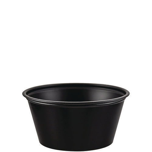 Image of Dart® Polystyrene Portion Cups, 3.25 oz, Plastic, Black, 250/Bag, 10 Bags/Carton