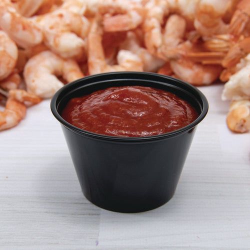 Image of Dart® Polystyrene Portion Cups, 4 oz, Plastic, Black, 250/Bag, 10 Bags/Carton