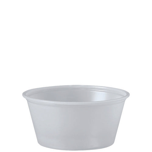 Image of Dart® Polystyrene Portion Cups, 3.25 oz, Plastic, Translucent, 250/Bag, 10 Bags/Carton