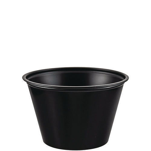 Image of Dart® Polystyrene Portion Cups, 4 oz, Plastic, Black, 250/Bag, 10 Bags/Carton