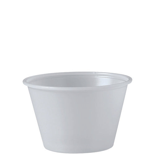 Image of Dart® Polystyrene Portion Cups, 4 oz, Plastic, Translucent, 250/Bag, 10 Bags/Carton