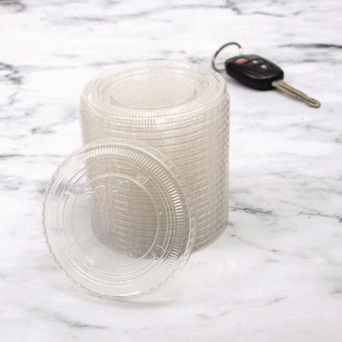 Image of Dart® Portion/Souffle Cup Lids, Fits 3.25 oz to 9 oz Portion Cups, Plastic, Clear, 125/Pack, 20 Packs/Carton