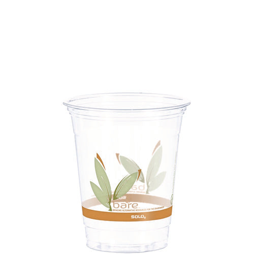 Image of Dart® Bare Eco-Forward RPET Cold Cups, Squat, 12 oz to 14 oz, Plastic, Leaf Design, 50/Pack