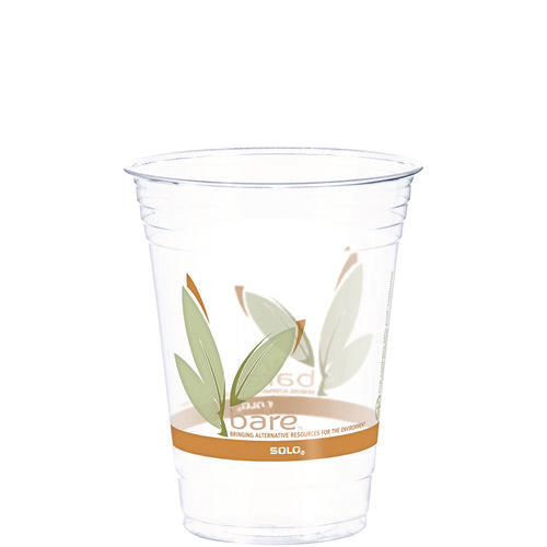 Image of Dart® Bare Eco-Forward RPET Cold Cups, 16 oz to 18 oz, Plastic, Leaf Design, Clear, 50/Pack, 20 Packs/Carton
