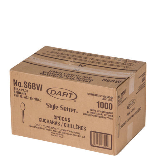 Image of Dart® Style Setter Mediumweight Plastic Spoons, White, 1,000/Carton