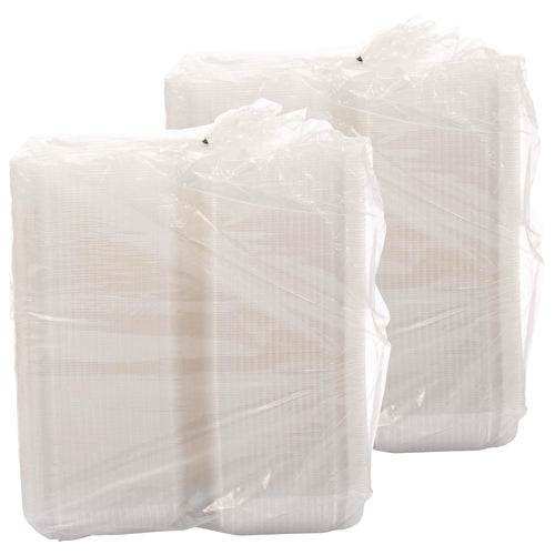 Image of Dart® StayLock Clear Hinged Lid Containers, Oblong, 6.81 x 9.4 x 3.1, Plastic, 125/Bag, 2/Carton