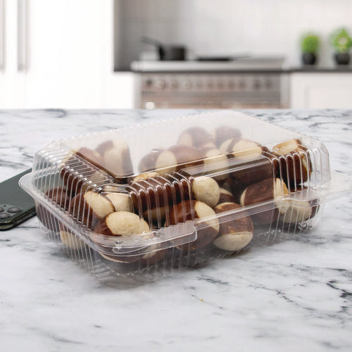 Image of Dart® StayLock Clear Hinged Lid Containers, Oblong, 6.81 x 9.4 x 3.1, Plastic, 125/Bag, 2/Carton