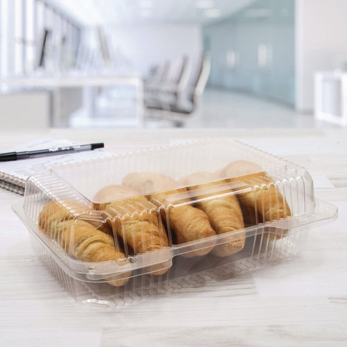 Image of Dart® StayLock Clear Hinged Lid Containers, Oblong, 6.81 x 9.4 x 3.1, Plastic, 125/Bag, 2/Carton