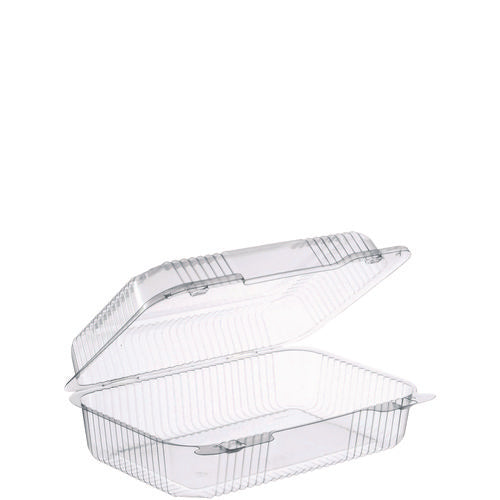 Image of Dart® StayLock Clear Hinged Lid Containers, Oblong, 6.81 x 9.4 x 3.1, Plastic, 125/Bag, 2/Carton