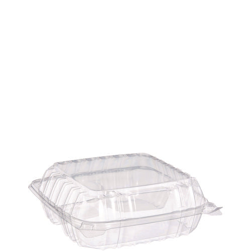 Image of Dart® ClearSeal Hinged-Lid Plastic Containers, 8.25 x 8.25 x 3, Clear, Plastic, 125/Pack, 2 Packs/Carton