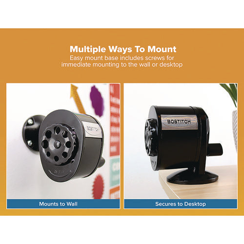 Image of Bostitch® Metal Manual Pencil Sharpener, Manually-Powered, 5.44" x 2.69" x 4.33", Black