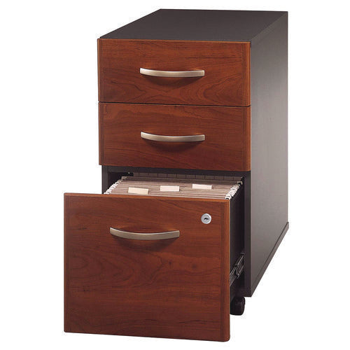 Image of Bush® Series C Mobile Pedestal File, Left/right, 3-Drawers: Box/box/file, Legal/letter/a4/a5, Cherry/gray, 15.75" X 20.25" X 27.88"