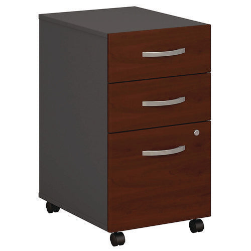 Image of Bush® Series C Mobile Pedestal File, Left/right, 3-Drawers: Box/box/file, Legal/letter/a4/a5, Cherry/gray, 15.75" X 20.25" X 27.88"