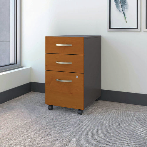 Image of Bush® Series C Mobile Pedestal File, Left/right, 3-Drawers: Box/box/file, Legal/letter/a4/a5, Cherry/gray, 15.75" X 20.25" X 27.88"