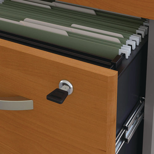 Image of Bush® Series C Mobile Pedestal File, Left/right, 3-Drawers: Box/box/file, Legal/letter/a4/a5, Cherry/gray, 15.75" X 20.25" X 27.88"