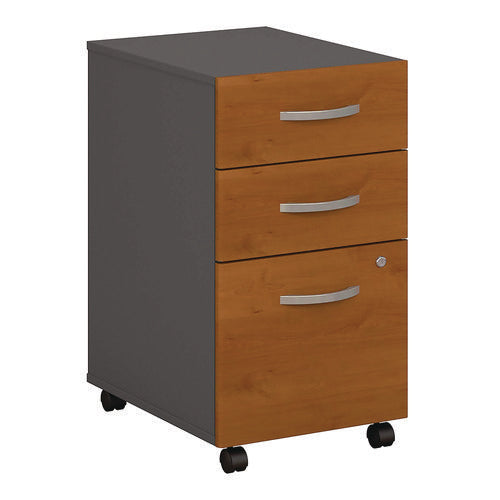 Image of Bush® Series C Mobile Pedestal File, Left/right, 3-Drawers: Box/box/file, Legal/letter/a4/a5, Cherry/gray, 15.75" X 20.25" X 27.88"
