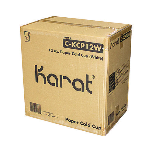 Image of Karat® Double Poly Paper Cold Cups, 12 oz, White, 1,000/Carton