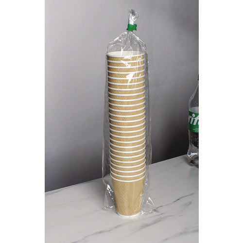 Image of Karat® Ripple Hot Cups, 12 oz, Paper, Kraft/White, 500/Carton