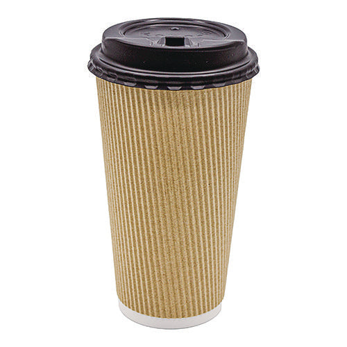 Image of Karat® Ripple Hot Cups, 20 oz, Paper, Kraft/White, 500/Carton
