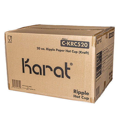 Image of Karat® Ripple Hot Cups, 20 oz, Paper, Kraft/White, 500/Carton