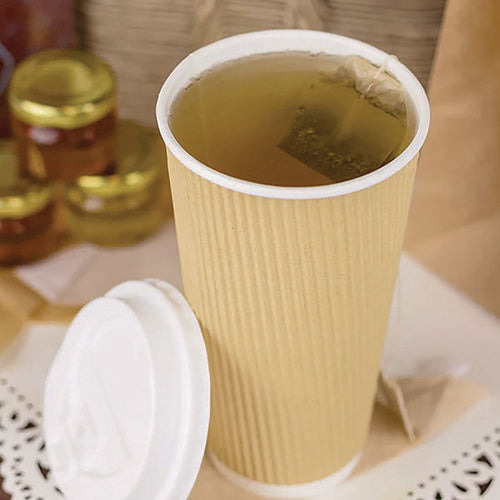 Image of Karat® Ripple Hot Cups, 20 oz, Paper, Kraft/White, 500/Carton
