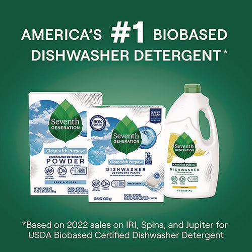 Image of Seventh Generation® Natural Automatic Dishwasher Detergent Packs, Free and Clear, 45 Powder Packets/Box, 5 Boxes/Carton