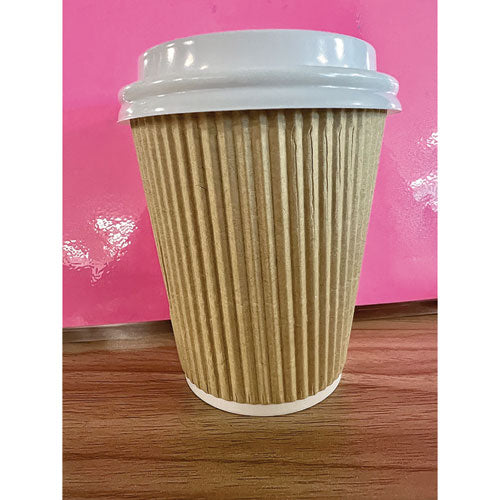 Image of Karat® Ripple Hot Cups, 8 oz, Paper, Kraft/White, 500/Carton