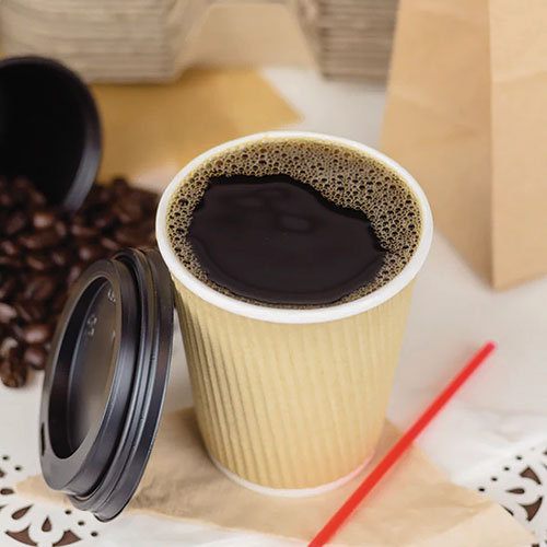 Image of Karat® Ripple Hot Cups, 8 oz, Paper, Kraft/White, 500/Carton