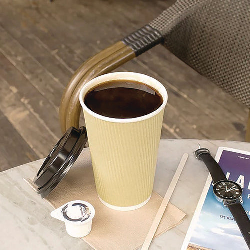 Image of Karat® Ripple Hot Cups, 16 oz, Paper, Kraft/White, 500/Carton
