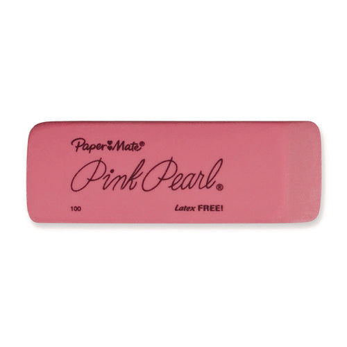 Image of Paper Mate® Pink Pearl Eraser, For Pencil Marks, Rectangular Block, Medium, Pink, 24/box