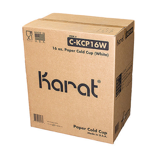 Image of Karat® Double Poly Paper Cold Cups, 16 oz, White, 1,000/Carton