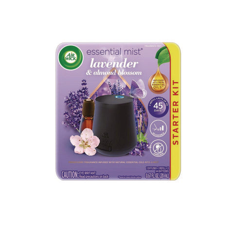 Image of Air Wick® Essential Mist Starter Kit, Lavender And Almond Blossom, 0.67 Oz Bottle, 4/carton