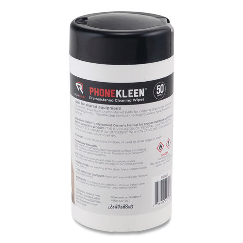 Image of Read Right® PhoneKleen Wet Wipes, Cloth, 5 x 5, 50/Tub