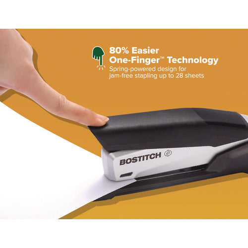 Image of Bostitch® inPOWER+28 Executive One-Finger 3-in-1 Eco-Friendly Desktop Stapler, 28-Sheet Capacity, Black/Silver