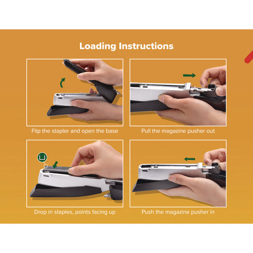 Image of Bostitch® inPOWER+28 Executive One-Finger 3-in-1 Eco-Friendly Desktop Stapler, 28-Sheet Capacity, Black/Silver