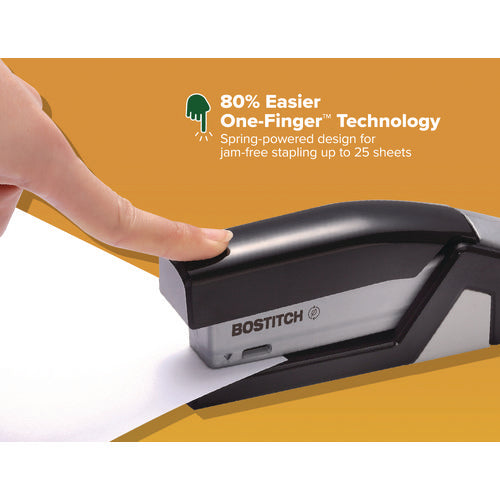 Image of Bostitch® InJoy One-Finger 3-in-1 Eco-Friendly Compact Stapler, 20-Sheet Capacity, Black