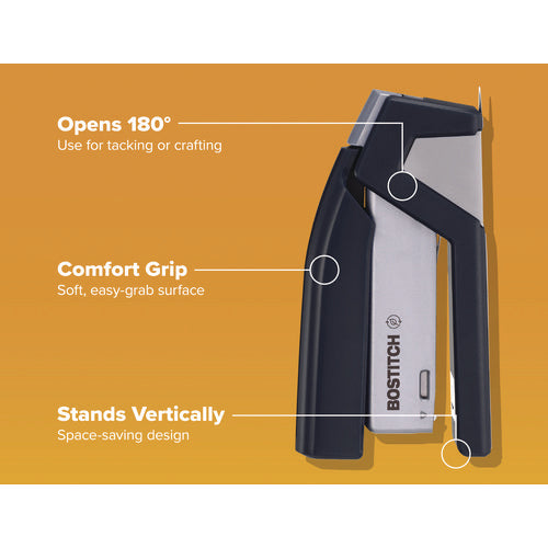 Image of Bostitch® InJoy One-Finger 3-in-1 Eco-Friendly Compact Stapler, 20-Sheet Capacity, Black