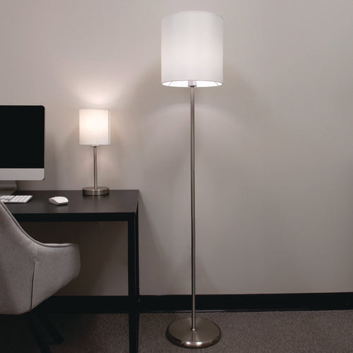Image of Ledu® Slim Line Lamp Set, Table 12.63" High and Floor 61.5" High, Silver