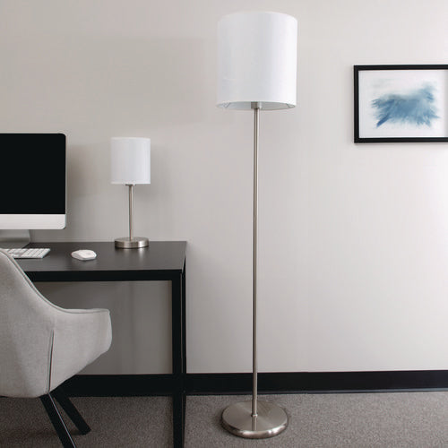 Image of Ledu® Slim Line Lamp Set, Table 12.63" High and Floor 61.5" High, Silver