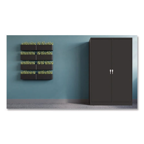 Image of Tennsco Jumbo Combination Steel Storage Cabinet, 48w X 24d X 78h, Black