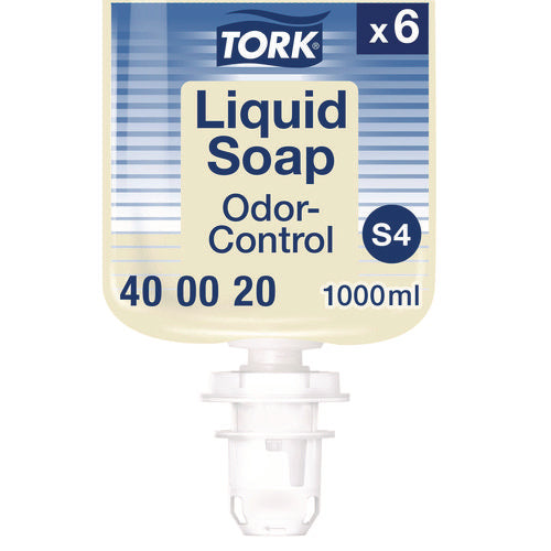 Image of Tork® Odor-Control Hand Soap Liquid S4 Refill, Perfume-Free, 1 L, 6/Carton